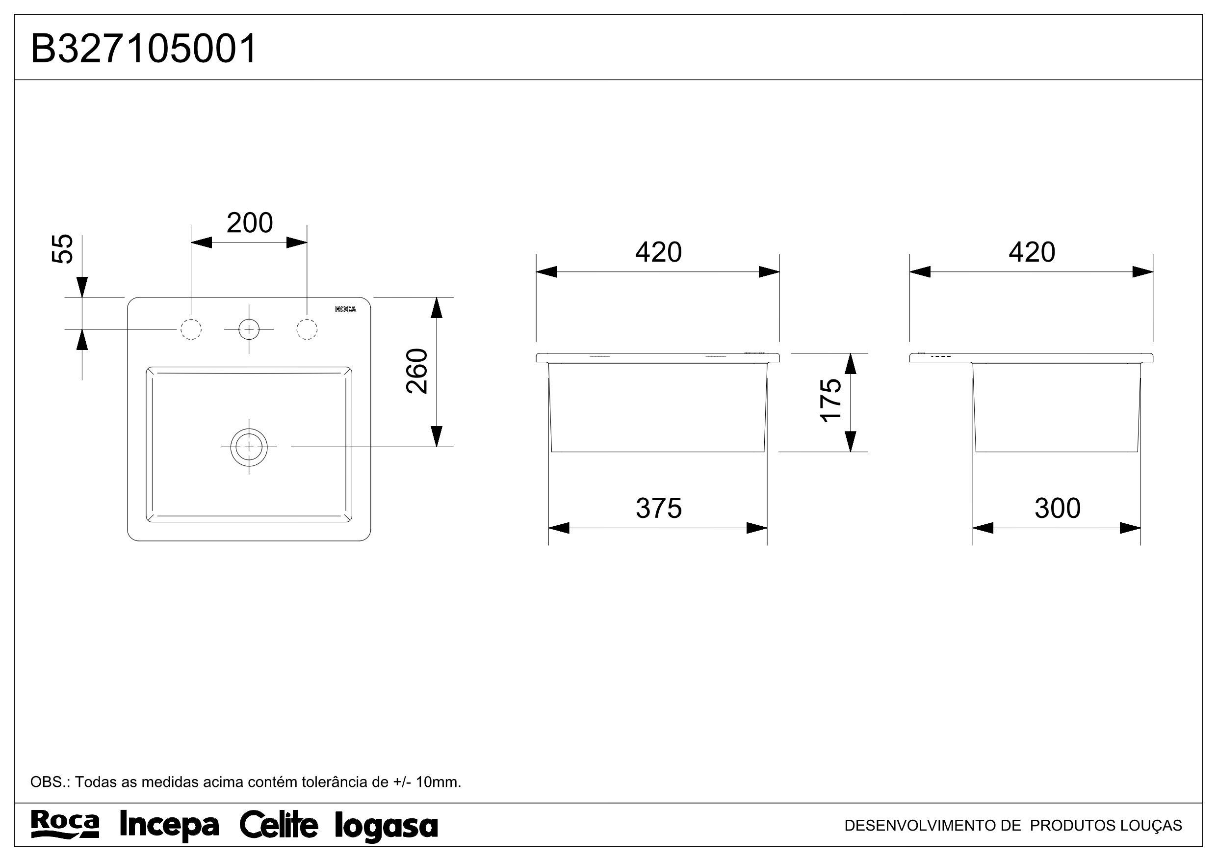 LAVATORIO ENCIMERA BASIC Q8 420X420 BLAN