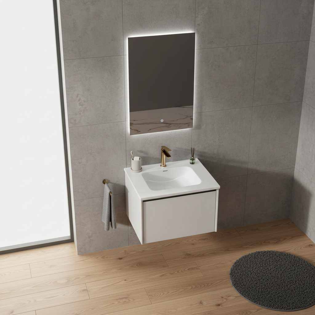 MUEBLE DEPOL 700X460X400 mm 1 CAJON WHITE GLOSSY S/BACHA
