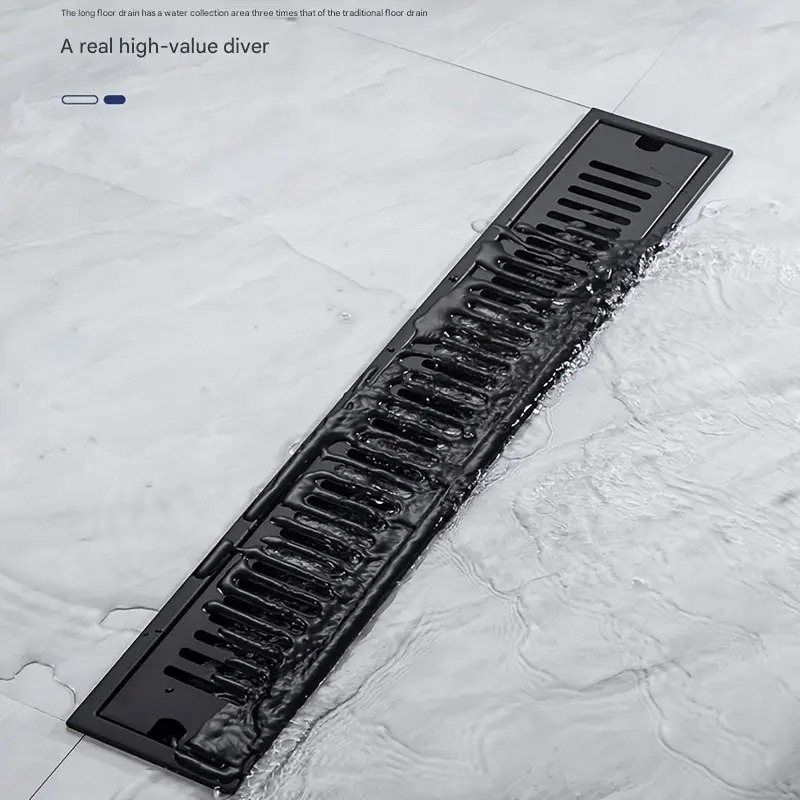 REJILLA DUCHA 80X10 NEGRA ACERO INOX