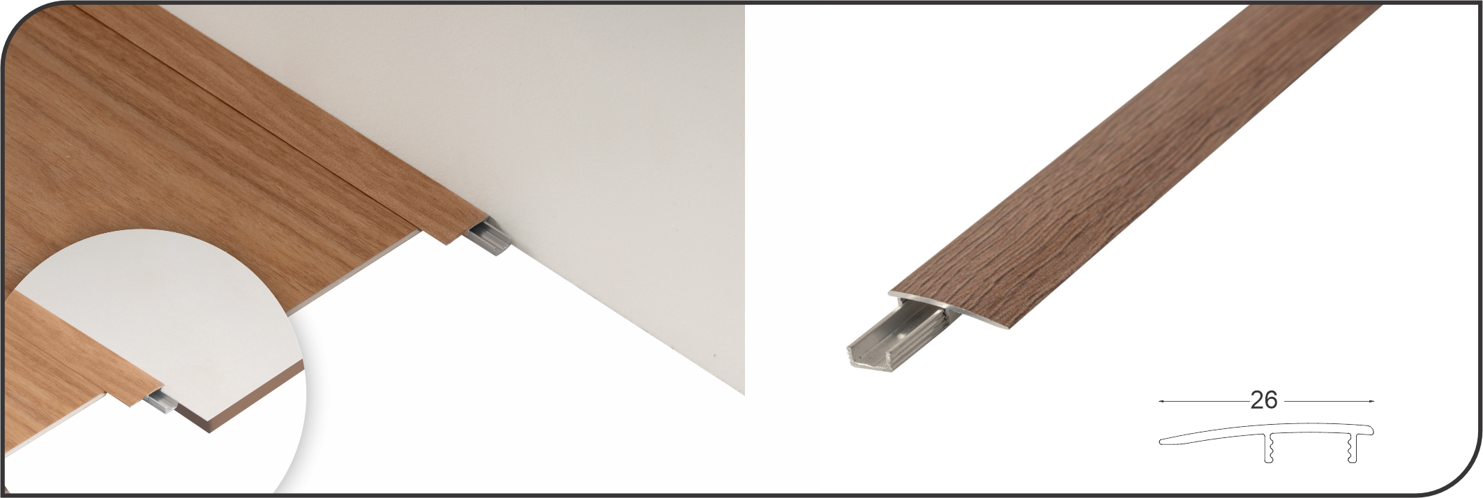 PERFIL DE ALUMINIO REDUCTOR PARA VINÍLICO ARAGUAIA - 2100 MM