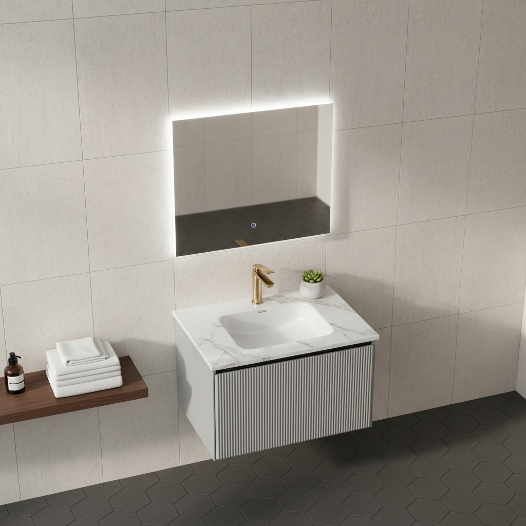 MUEBLE DEPOL 700X460X460 mm C/CAJONERA OCULTA L MATT GREY S/BACHA