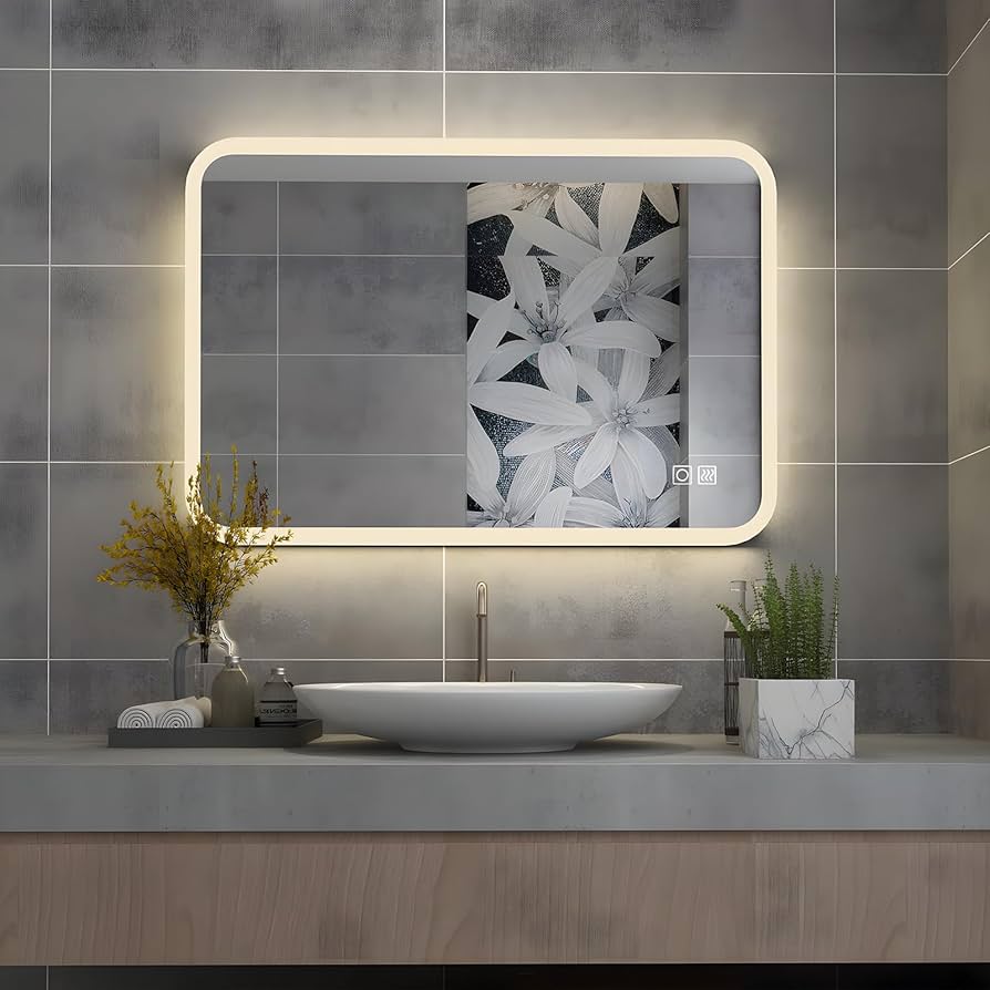 ESPEJO RECTANGULAR 0.50X0.70 LED LATERAL ANTIVAHO DOBLE TOUCH