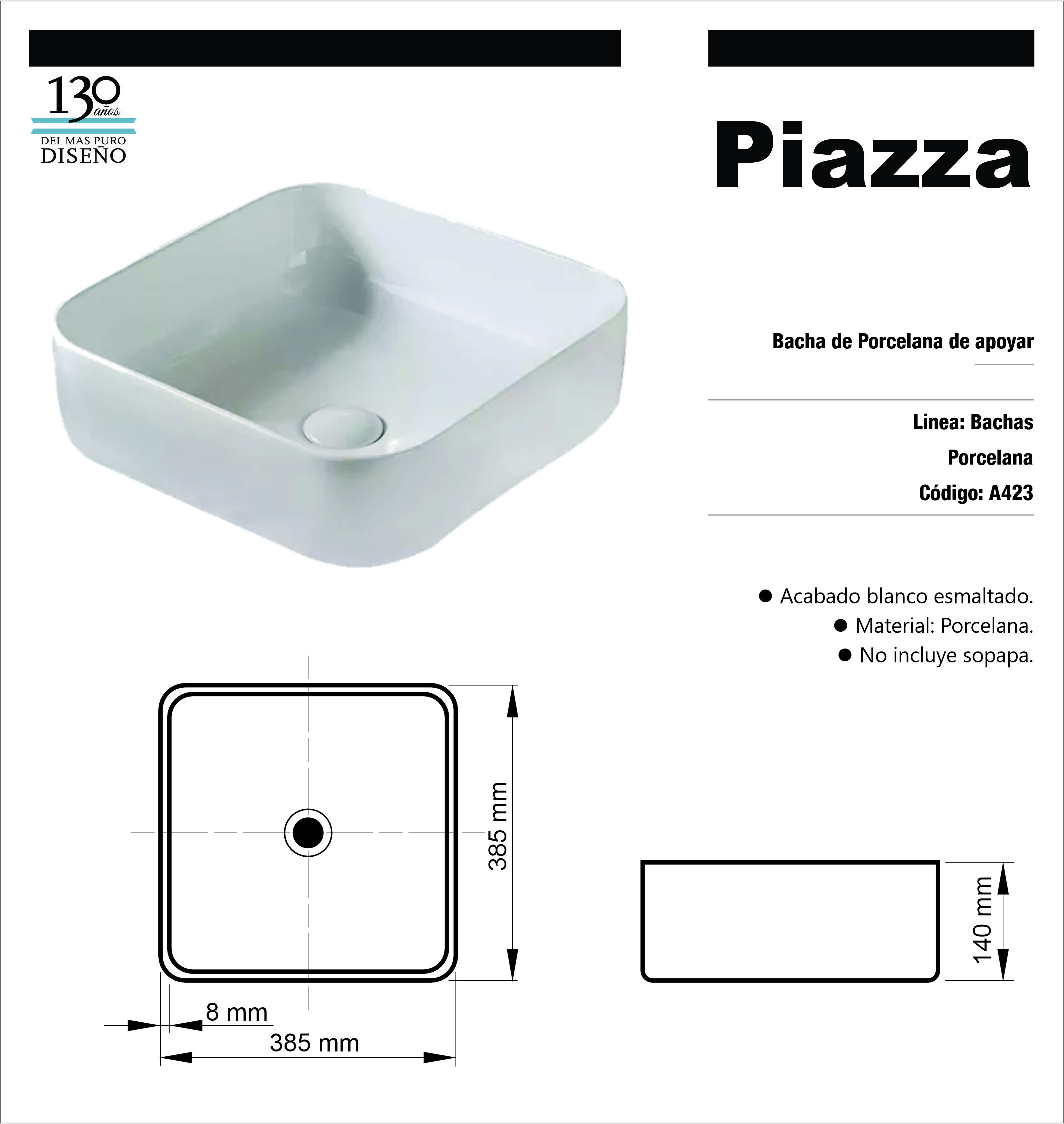 PIAZZA LAVATORIO APOYO 38.5X38.5 CUADR