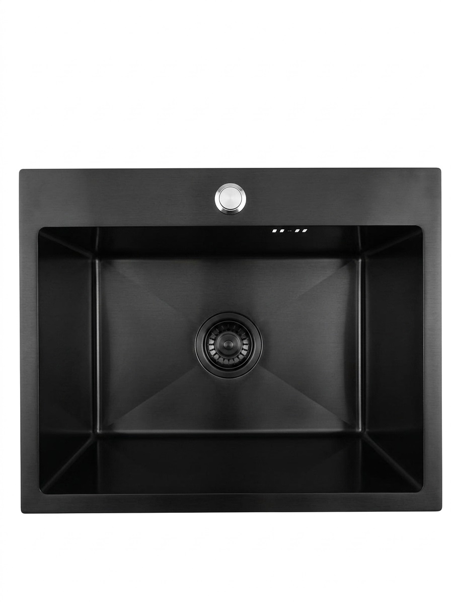 PILETA SIMPLE COCINA RECTA 54X44X22 NEGRO