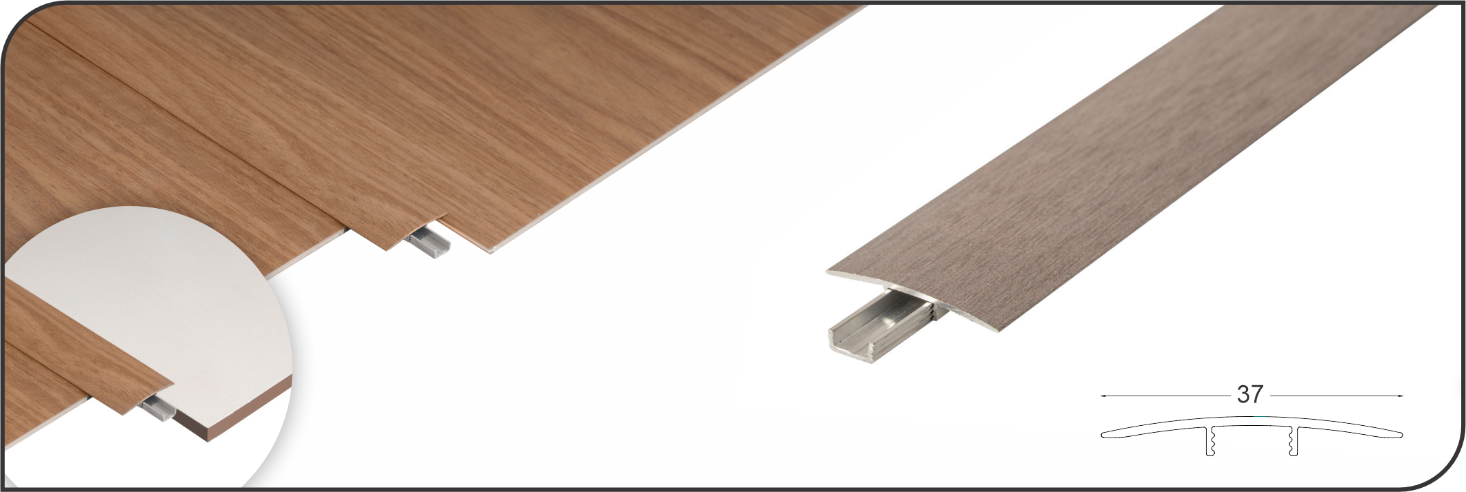 PERFIL DE ALUMINIO DE TRANSICIÓN PARA VINÍLICO BOCAINA - 2100 MM