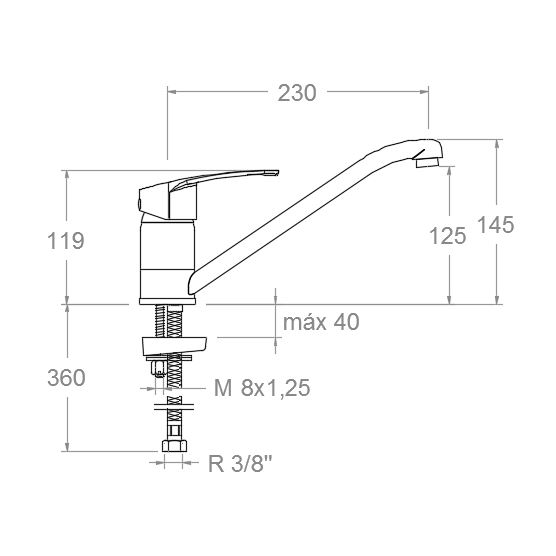 NEW FLY C2 GRIFO COCINA 570901 CROMO