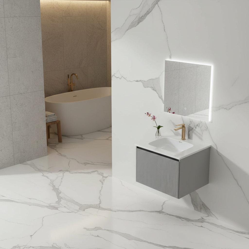 MUEBLE DEPOL 600X460X460mm C/CAJONERA OCULTA MATT GREY S/BACHA