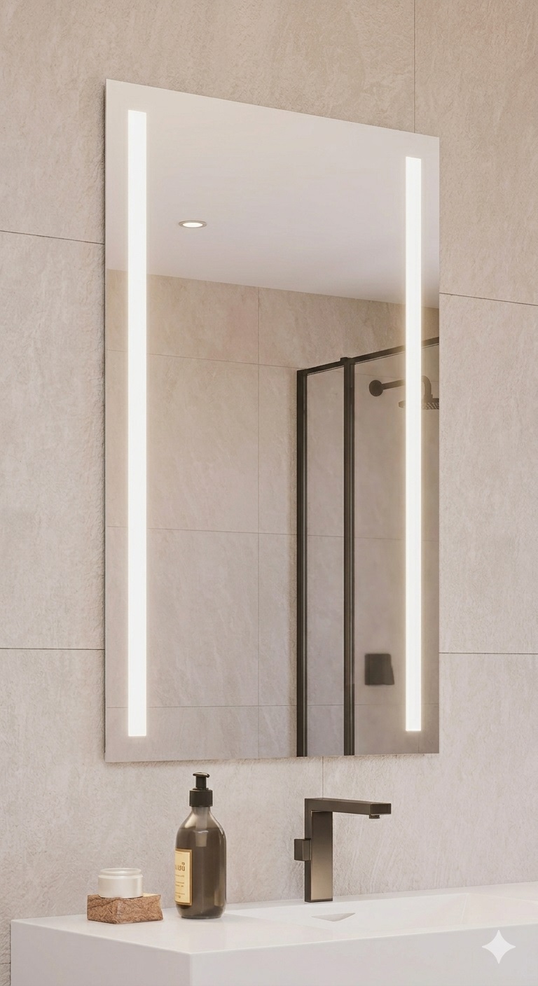 ESPEJO RECTANGULAR 0.60X1.10 LED LATERALES 5MM ANTIVAHO DOBLE TOUCH