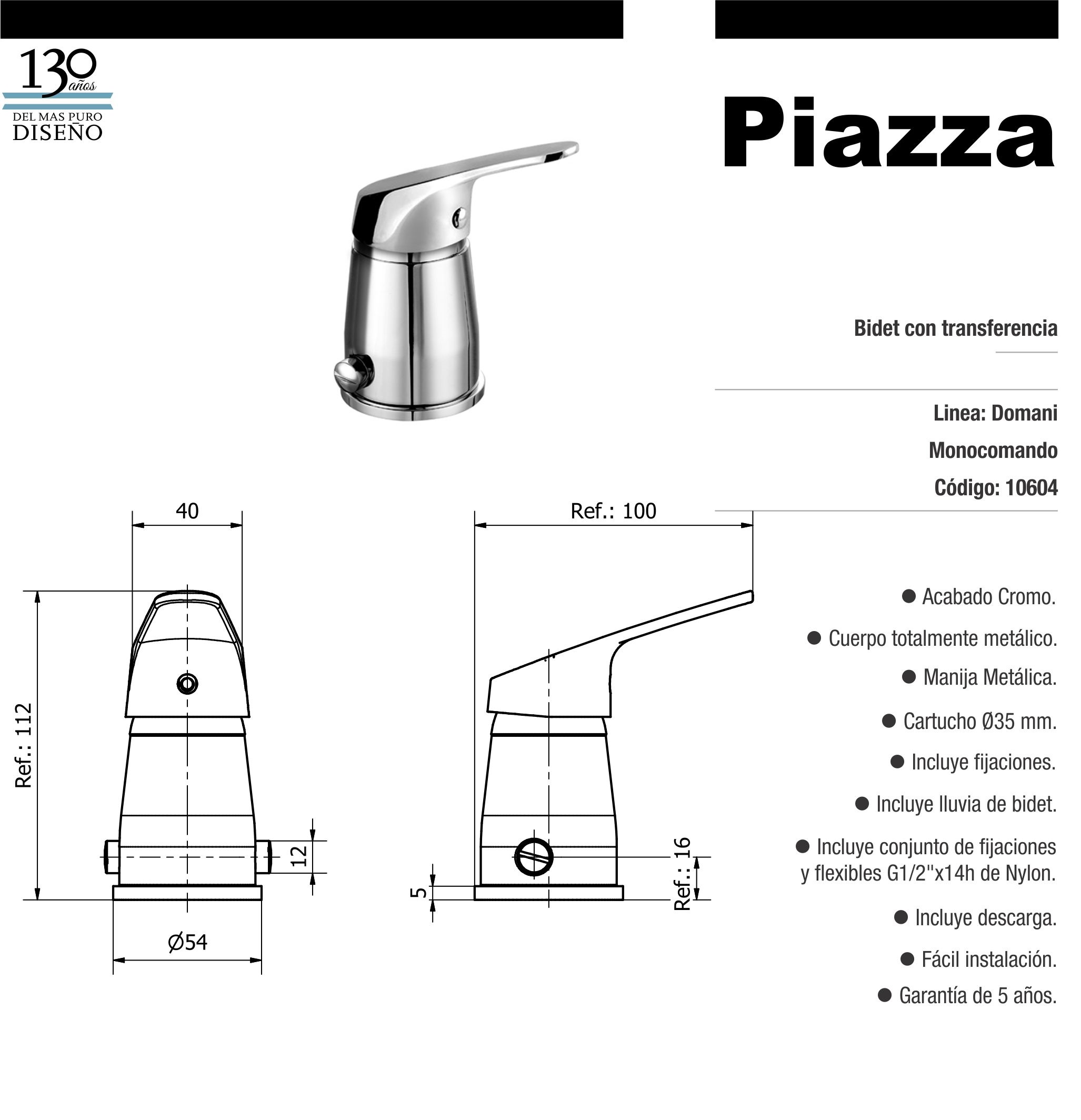 DOMANI BIDET CON LLUVIA CROMO C/VALV.