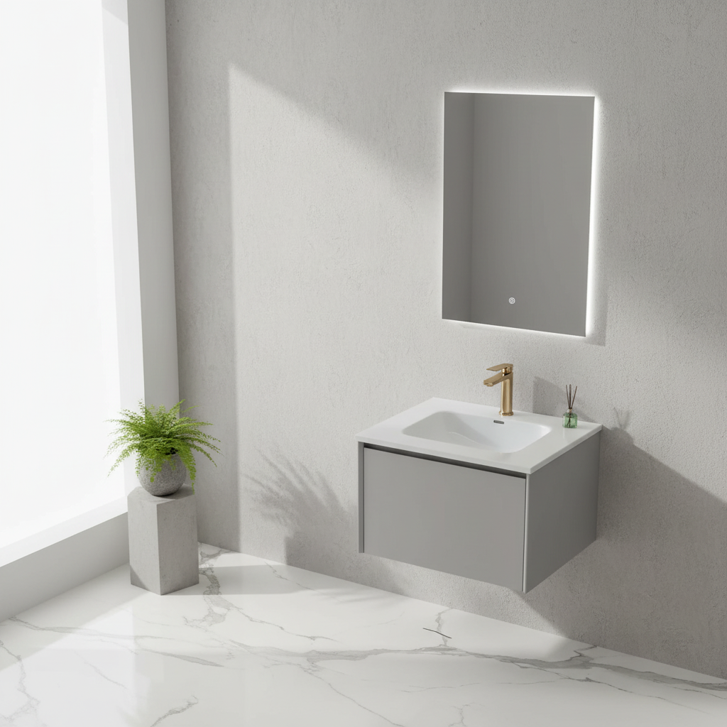 MUEBLE DEPOL 600X460X400mm C/CAJONERA OCULTA MATT GREY S/BACHA