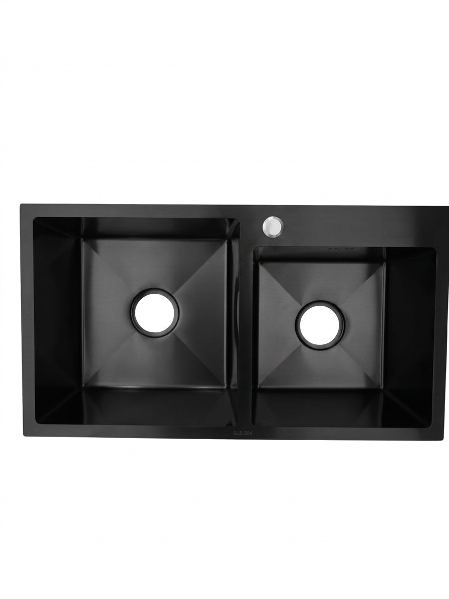 PILETA Y MEDIA COCINA RECTA 78X43X23 NEGRO
