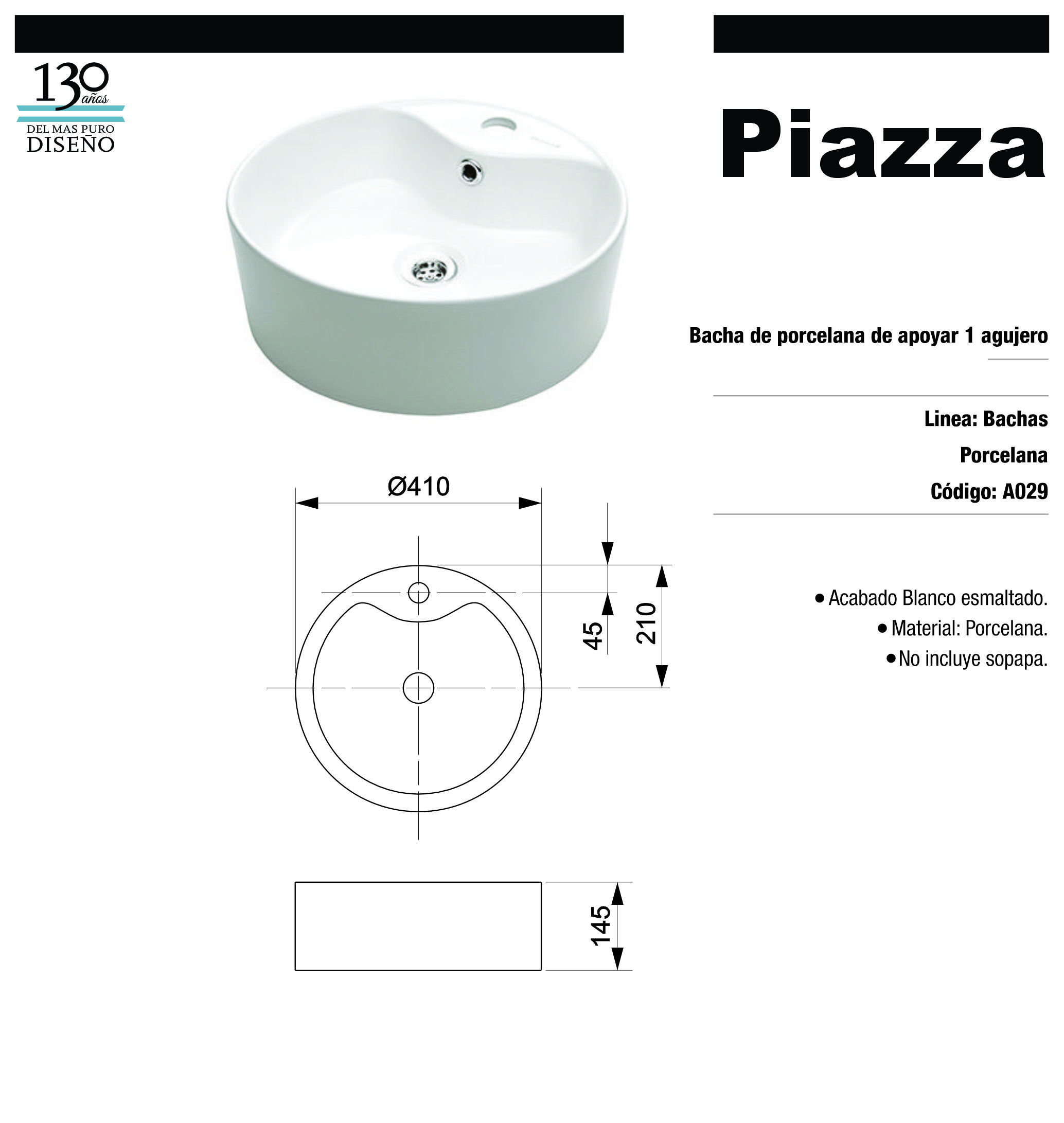 PIAZZA LAVATORIO APOYO 41.5X41.5