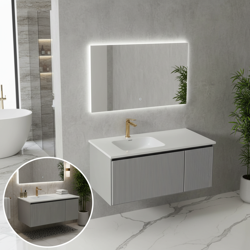 MUEBLE DEPOL 1000X460X460 mm C/CAJONERA OCULTA Y 1 PUERTA  MATT GREY S/BACHA