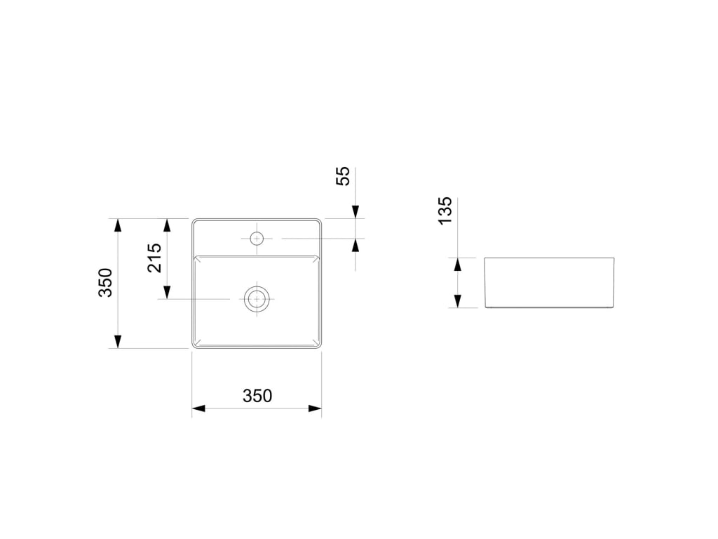 LAVATORIO APOYO DESIGN D3 350X350 C/REPISA BLANCO