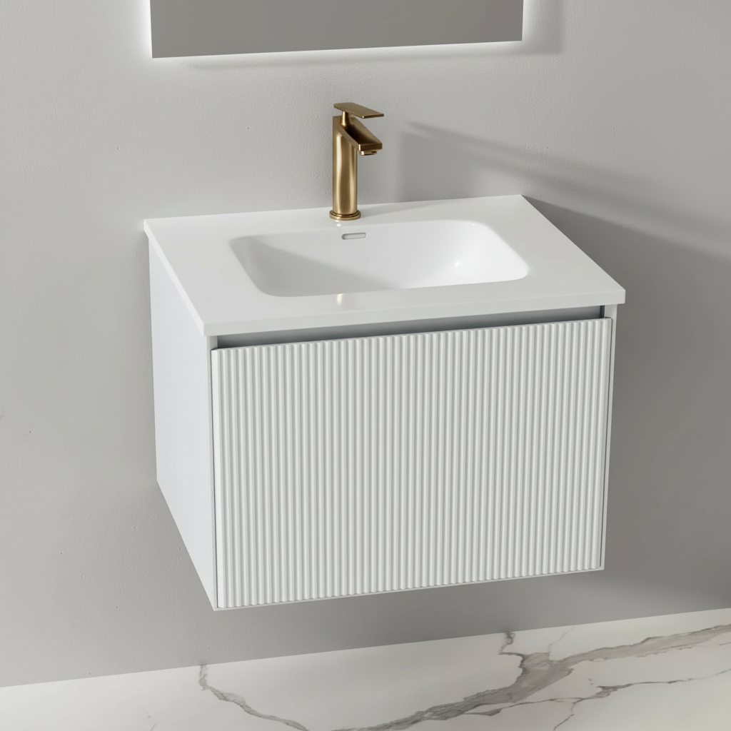 MUEBLE DEPOL 600X460X460 mm C/CAJONERA OCULTA WHITE GLOSSY S/BACHA